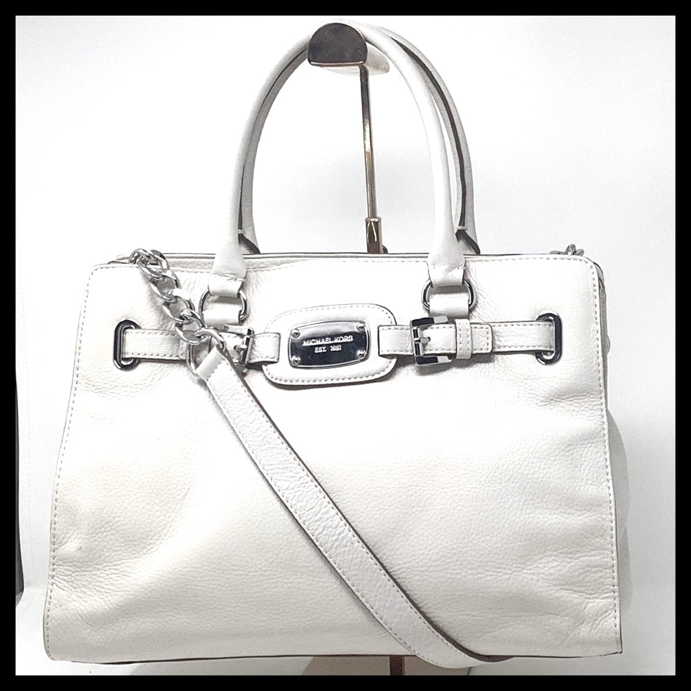 MICHAEL KORS Hamilton Large EW Tote Soft Pebbled Leather Color: Vanilla - Picture 15 of 16
